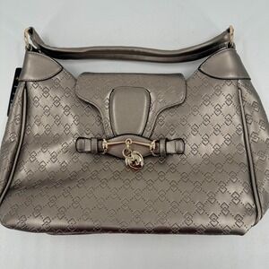 NEW Arcadia Shoulder Bag Purse WOMENS Gold Metallic Embossed Zip Magnetic Close